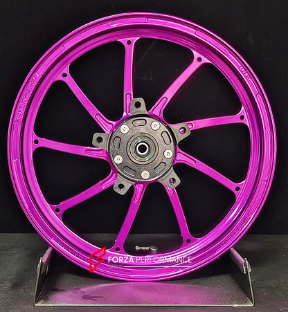 We manufacture premium quality forged motorcycle wheels rims for HONDA PCX 125 150 160 in any design, size, color.

Wheel sizes (motorcycle spec):

Front: 2.75 x 14

Rear: 3.5 x 13

Weight:

Front: 2.85 kg (6.28 lbs)

Rear: 3.4 kg (7.5 lbs)


Finishing: Gloss Pink

Forza Performance Group engineers and manufactures each forged motorcycle wheel individually per order. This ensures precise fitment, uncompromised strength, and unique styling. Whether for racing, touring, or daily use — our wheels are built for