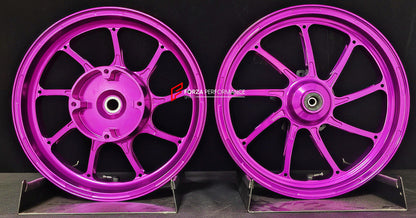 We manufacture premium quality forged motorcycle wheels rims for HONDA PCX 125 150 160 in any design, size, color.

Wheel sizes (motorcycle spec):

Front: 2.75 x 14

Rear: 3.5 x 13

Weight:

Front: 2.85 kg (6.28 lbs)

Rear: 3.4 kg (7.5 lbs)


Finishing: Gloss Pink

Forza Performance Group engineers and manufactures each forged motorcycle wheel individually per order. This ensures precise fitment, uncompromised strength, and unique styling. Whether for racing, touring, or daily use — our wheels are built for