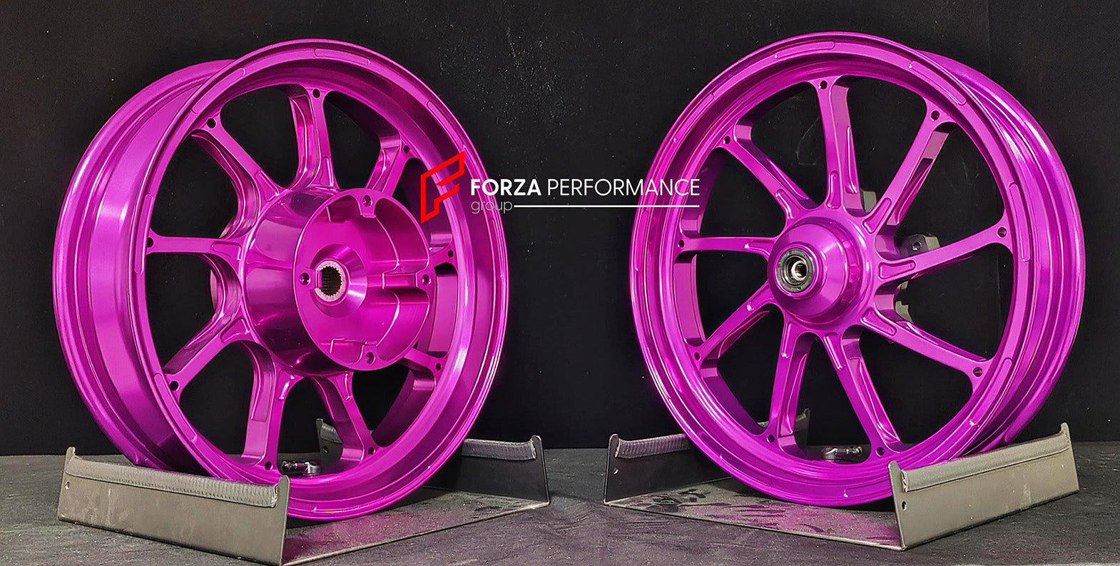 We manufacture premium quality forged motorcycle wheels rims for HONDA PCX 125 150 160 in any design, size, color.

Wheel sizes (motorcycle spec):

Front: 2.75 x 14

Rear: 3.5 x 13

Weight:

Front: 2.85 kg (6.28 lbs)

Rear: 3.4 kg (7.5 lbs)


Finishing: Gloss Pink

Forza Performance Group engineers and manufactures each forged motorcycle wheel individually per order. This ensures precise fitment, uncompromised strength, and unique styling. Whether for racing, touring, or daily use — our wheels are built for