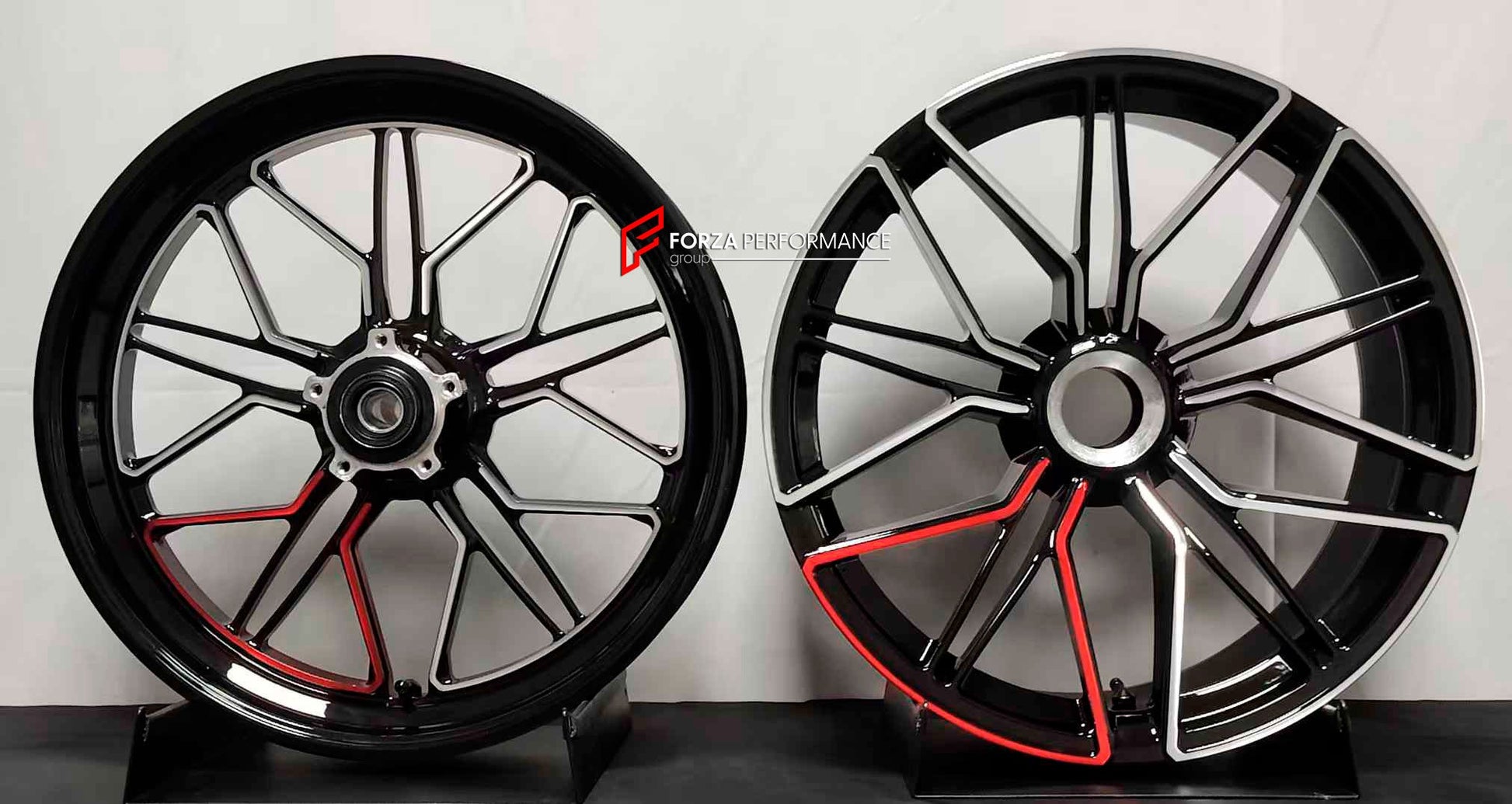 We manufacture premium quality forged motorcycle wheels rims for DUCATI DIAVEL 1200 1260 V4 in any design, size, color.

Wheel sizes (motorcycle spec):

Front: 3.5 x 17

Rear: 8.0 x 17

Finishing: Gloss Black with Machined Face + Gloss Red
