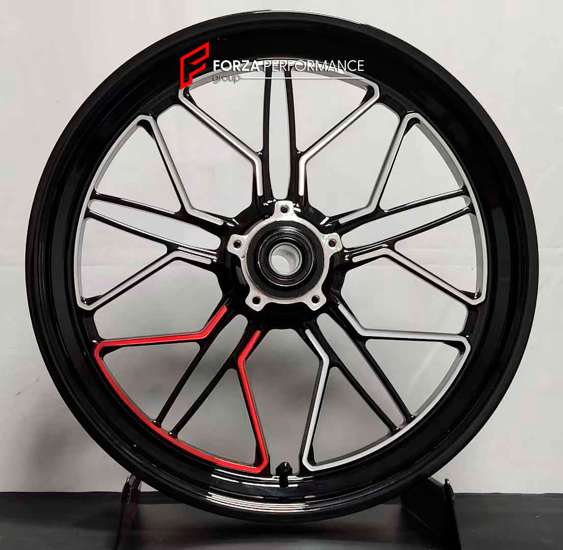 We manufacture premium quality forged motorcycle wheels rims for DUCATI DIAVEL 1200 1260 V4 in any design, size, color.

Wheel sizes (motorcycle spec):

Front: 3.5 x 17

Rear: 8.0 x 17

Finishing: Gloss Black with Machined Face + Gloss Red