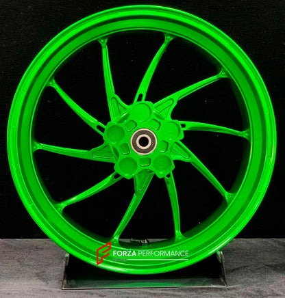 We manufacture premium quality forged motorcycle wheels rims for KAWASAKI ZX4R ZX4RSE in any design, size, color.

Wheel sizes (motorcycle spec):

Front: 3.5 x 17

Rear: 4.5 x 17

Weight:

Front: 5.05 kg (11.13 lbs)

Rear: 5.2 kg (11.46 lbs)


Finishing: Gloss Green

Forza Performance Group engineers and manufactures each forged motorcycle wheel individually per order. This ensures precise fitment, uncompromised strength, and unique styling. Whether for racing, touring, or daily use — our wheels are built f