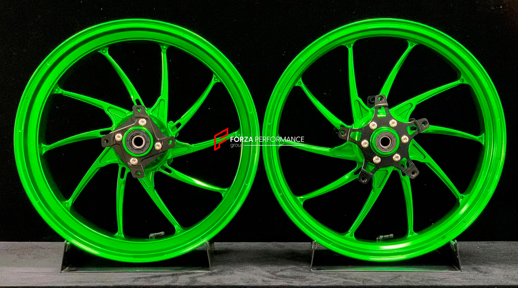 We manufacture premium quality forged motorcycle wheels rims for KAWASAKI ZX4R ZX4RSE in any design, size, color.

Wheel sizes (motorcycle spec):

Front: 3.5 x 17

Rear: 4.5 x 17

Weight:

Front: 5.05 kg (11.13 lbs)

Rear: 5.2 kg (11.46 lbs)


Finishing: Gloss Green

Forza Performance Group engineers and manufactures each forged motorcycle wheel individually per order. This ensures precise fitment, uncompromised strength, and unique styling. Whether for racing, touring, or daily use — our wheels are built f