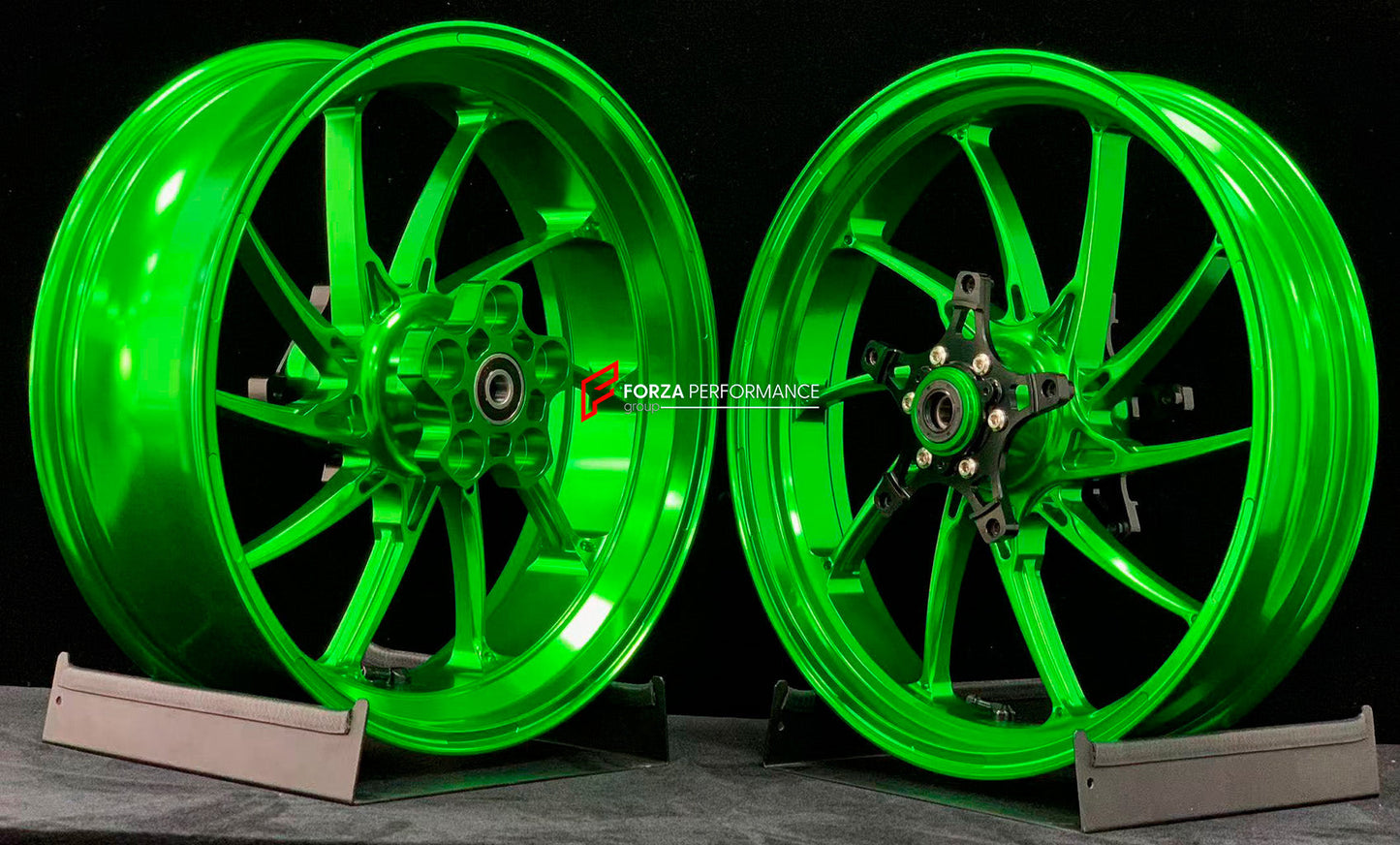 We manufacture premium quality forged motorcycle wheels rims for KAWASAKI ZX4R ZX4RSE in any design, size, color.

Wheel sizes (motorcycle spec):

Front: 3.5 x 17

Rear: 4.5 x 17

Weight:

Front: 5.05 kg (11.13 lbs)

Rear: 5.2 kg (11.46 lbs)


Finishing: Gloss Green

Forza Performance Group engineers and manufactures each forged motorcycle wheel individually per order. This ensures precise fitment, uncompromised strength, and unique styling. Whether for racing, touring, or daily use — our wheels are built f