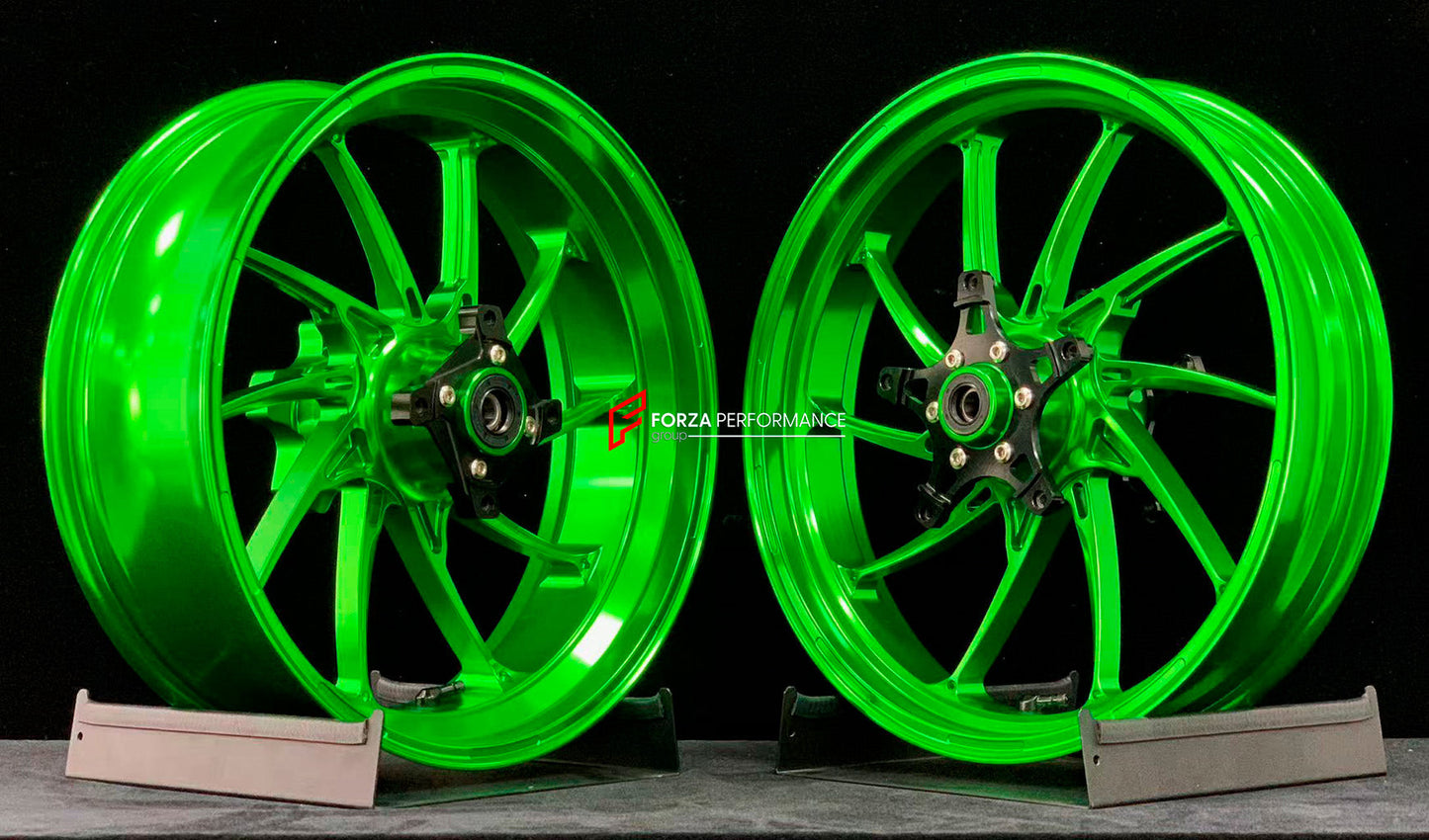 We manufacture premium quality forged motorcycle wheels rims for KAWASAKI ZX4R ZX4RSE in any design, size, color.

Wheel sizes (motorcycle spec):

Front: 3.5 x 17

Rear: 4.5 x 17

Weight:

Front: 5.05 kg (11.13 lbs)

Rear: 5.2 kg (11.46 lbs)


Finishing: Gloss Green

Forza Performance Group engineers and manufactures each forged motorcycle wheel individually per order. This ensures precise fitment, uncompromised strength, and unique styling. Whether for racing, touring, or daily use — our wheels are built f