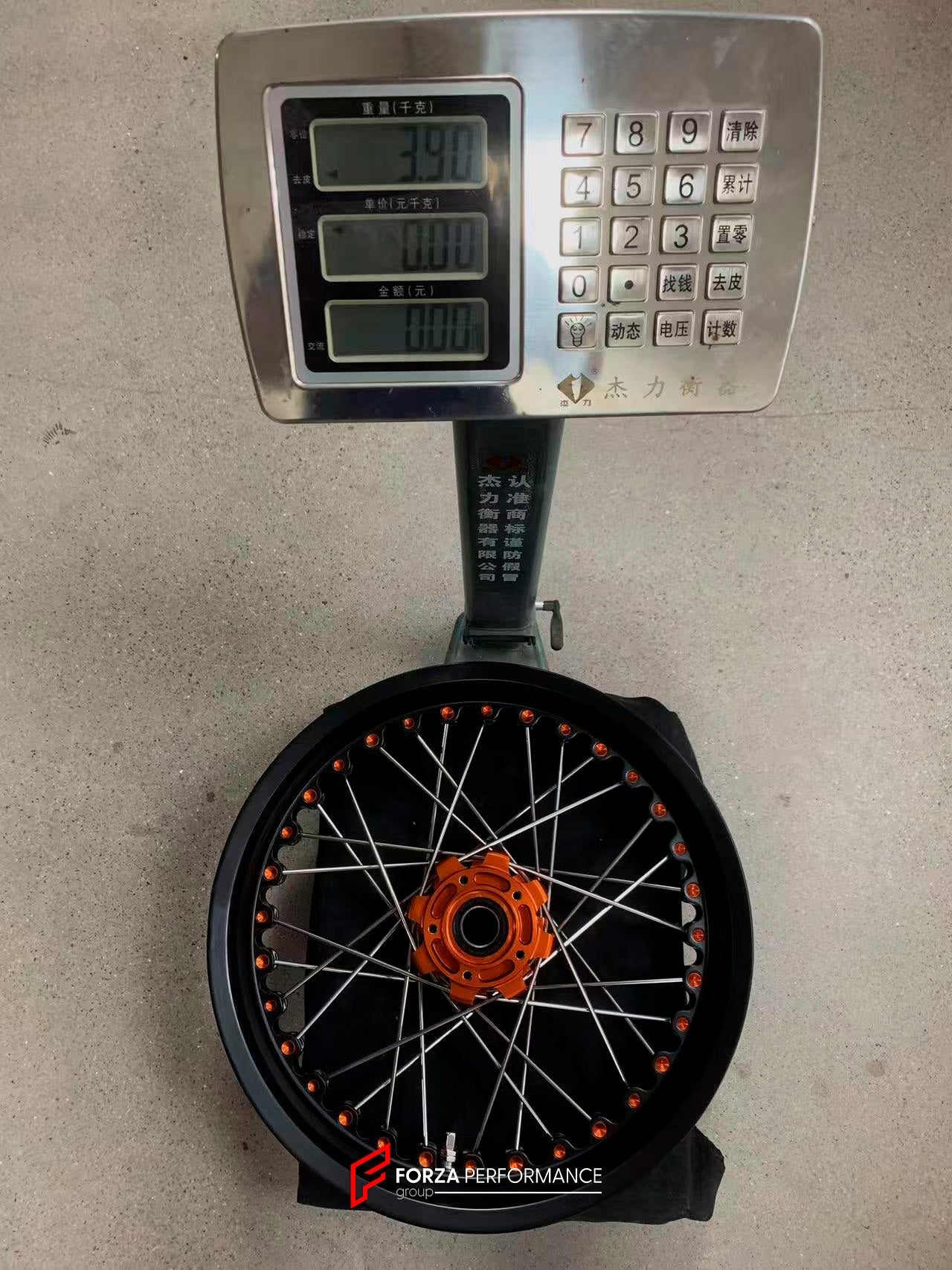 We manufacture premium quality forged motorcycle wheels rims for KTM 1290 in any design, size, color.

Wheel sizes (motorcycle spec):

Front: 3.5 x 17

Rear: 6 x 17

Weight:

Front: 3.9 kg (8.6 lbs)

Rear: 5.55 kg (12.24 lbs)


Finishing: Matt Black with KTM Orange

Forza Performance Group engineers and manufactures each forged motorcycle wheel individually per order. This ensures precise fitment, uncompromised strength, and unique styling. Whether for racing, touring, or daily use — our wheels are built fo