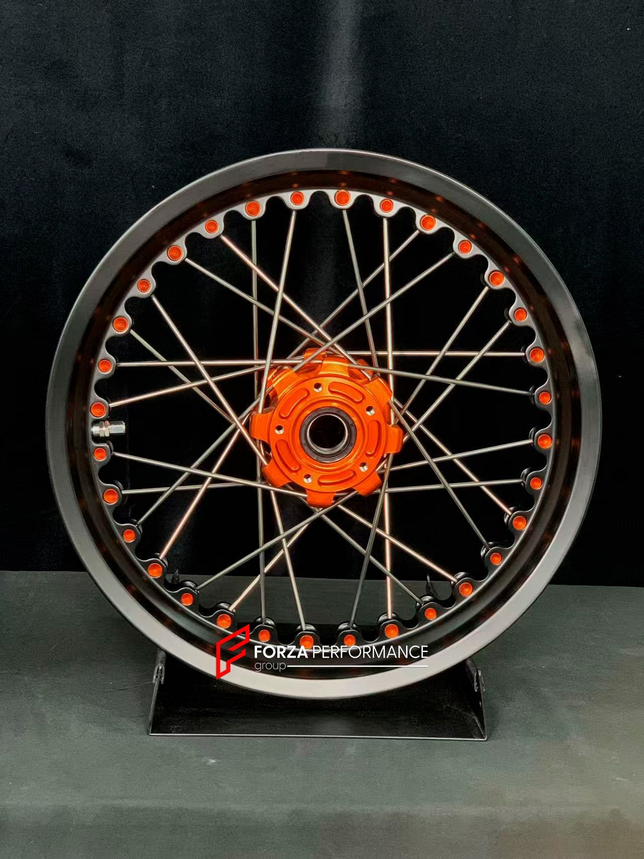 We manufacture premium quality forged motorcycle wheels rims for KTM 1290 in any design, size, color.

Wheel sizes (motorcycle spec):

Front: 3.5 x 17

Rear: 6 x 17

Weight:

Front: 3.9 kg (8.6 lbs)

Rear: 5.55 kg (12.24 lbs)


Finishing: Matt Black with KTM Orange

Forza Performance Group engineers and manufactures each forged motorcycle wheel individually per order. This ensures precise fitment, uncompromised strength, and unique styling. Whether for racing, touring, or daily use — our wheels are built fo