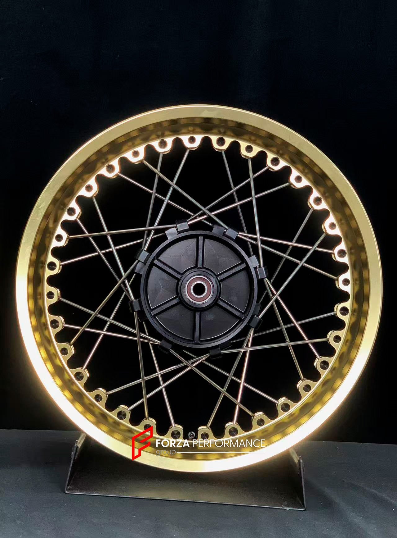 We manufacture premium quality forged motorcycle wheels rims for KTM 390 in any design, size, color.

Wheel sizes (motorcycle spec):

Front: 3.5 x 19

Rear: 4.5 x 17

Weight:

Front: 5.2 kg (11.46 lbs)

Rear: 6.25 kg (13.78 lbs)


Finishing: Gloss Gold

Forza Performance Group engineers and manufactures each forged motorcycle wheel individually per order. This ensures precise fitment, uncompromised strength, and unique styling. Whether for racing, touring, or daily use — our wheels are built for both perfor