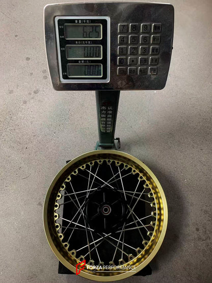 We manufacture premium quality forged motorcycle wheels rims for KTM 390 in any design, size, color.

Wheel sizes (motorcycle spec):

Front: 3.5 x 19

Rear: 4.5 x 17

Weight:

Front: 5.2 kg (11.46 lbs)

Rear: 6.25 kg (13.78 lbs)


Finishing: Gloss Gold

Forza Performance Group engineers and manufactures each forged motorcycle wheel individually per order. This ensures precise fitment, uncompromised strength, and unique styling. Whether for racing, touring, or daily use — our wheels are built for both perfor