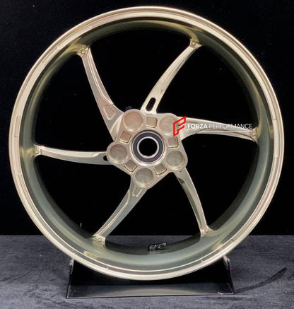 We manufacture premium quality forged motorcycle wheels rims for KAWASAKI ZX6R in any design, size, color.

Wheel sizes (motorcycle spec):

Front: 3.5 x 17

Rear: 5.5 x 17

Weight:

Front: 3.8 kg (8.38 lbs)

Rear: 4.85 kg (10.69 lbs)


Finishing: Gloss Bronze

Forza Performance Group engineers and manufactures each forged motorcycle wheel individually per order. This ensures precise fitment, uncompromised strength, and unique styling. Whether for racing, touring, or daily use — our wheels are built for both