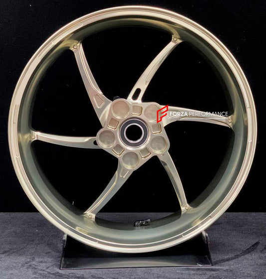 We manufacture premium quality forged motorcycle wheels rims for KAWASAKI ZX6R in any design, size, color.

Wheel sizes (motorcycle spec):

Front: 3.5 x 17

Rear: 5.5 x 17

Weight:

Front: 3.8 kg (8.38 lbs)

Rear: 4.85 kg (10.69 lbs)


Finishing: Gloss Bronze

Forza Performance Group engineers and manufactures each forged motorcycle wheel individually per order. This ensures precise fitment, uncompromised strength, and unique styling. Whether for racing, touring, or daily use — our wheels are built for both