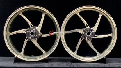 We manufacture premium quality forged motorcycle wheels rims for KAWASAKI ZX6R in any design, size, color.

Wheel sizes (motorcycle spec):

Front: 3.5 x 17

Rear: 5.5 x 17

Weight:

Front: 3.8 kg (8.38 lbs)

Rear: 4.85 kg (10.69 lbs)


Finishing: Gloss Bronze

Forza Performance Group engineers and manufactures each forged motorcycle wheel individually per order. This ensures precise fitment, uncompromised strength, and unique styling. Whether for racing, touring, or daily use — our wheels are built for both
