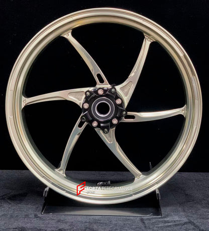 We manufacture premium quality forged motorcycle wheels rims for KAWASAKI ZX6R in any design, size, color.

Wheel sizes (motorcycle spec):

Front: 3.5 x 17

Rear: 5.5 x 17

Weight:

Front: 3.8 kg (8.38 lbs)

Rear: 4.85 kg (10.69 lbs)


Finishing: Gloss Bronze

Forza Performance Group engineers and manufactures each forged motorcycle wheel individually per order. This ensures precise fitment, uncompromised strength, and unique styling. Whether for racing, touring, or daily use — our wheels are built for both