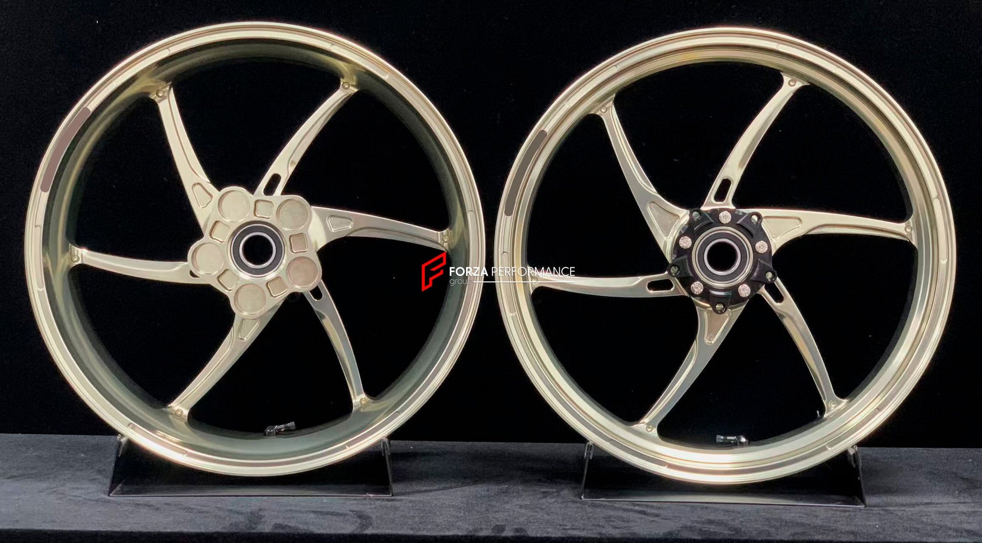 We manufacture premium quality forged motorcycle wheels rims for KAWASAKI ZX6R in any design, size, color.

Wheel sizes (motorcycle spec):

Front: 3.5 x 17

Rear: 5.5 x 17

Weight:

Front: 3.8 kg (8.38 lbs)

Rear: 4.85 kg (10.69 lbs)


Finishing: Gloss Bronze

Forza Performance Group engineers and manufactures each forged motorcycle wheel individually per order. This ensures precise fitment, uncompromised strength, and unique styling. Whether for racing, touring, or daily use — our wheels are built for both