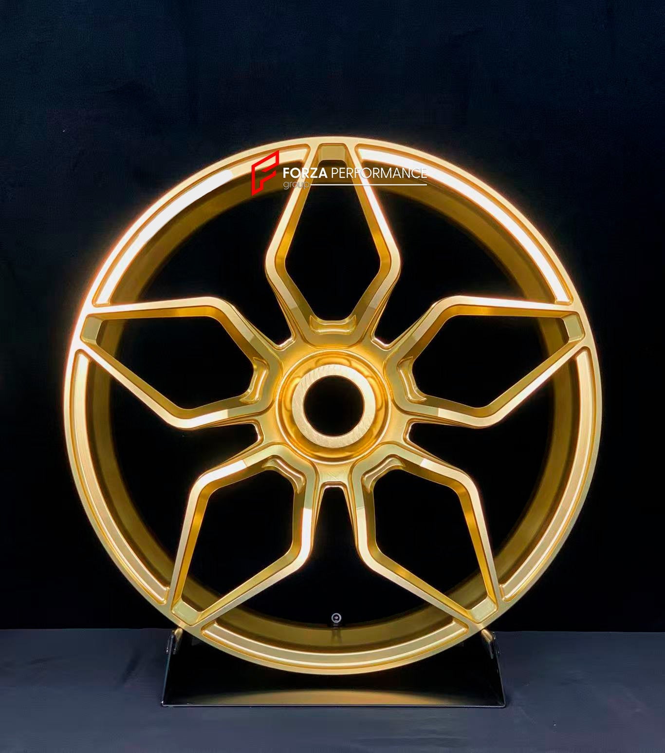 We manufacture premium quality forged motorcycle wheels rims for KTM 1290 in any design, size, color.

Wheel sizes (motorcycle spec):

Front: 3.5 x 17

Rear: 6 x 17

Weight:

Front: 3.8 kg (8.38 lbs)

Rear: 4.1 kg (9.04 lbs)

Finishing: Gloss Gold

Forza Performance Group engineers and manufactures each forged motorcycle wheel individually per order. This ensures precise fitment, uncompromised strength, and unique styling. Whether for racing, touring, or daily use — our wheels are built for both performance