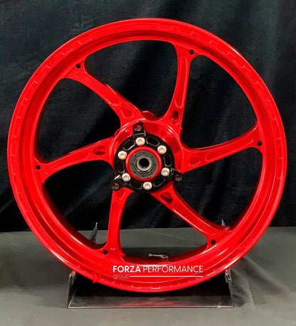 We manufacture premium quality forged motorcycle wheels rims for KAWASAKI NINJA 400 400R in any design, size, color.

Wheel sizes (motorcycle spec):

Front: 3 x 17

Rear: 4 x 17

Weight:

Front: 3.65 kg (8.05 lbs)

Rear: 4.7 kg (10.36 lbs)


Finishing: Gloss Red

Forza Performance Group engineers and manufactures each forged motorcycle wheel individually per order. This ensures precise fitment, uncompromised strength, and unique styling. Whether for racing, touring, or daily use — our wheels are built for b