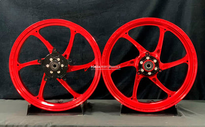 We manufacture premium quality forged motorcycle wheels rims for KAWASAKI NINJA 400 400R in any design, size, color.

Wheel sizes (motorcycle spec):

Front: 3 x 17

Rear: 4 x 17

Weight:

Front: 3.65 kg (8.05 lbs)

Rear: 4.7 kg (10.36 lbs)


Finishing: Gloss Red

Forza Performance Group engineers and manufactures each forged motorcycle wheel individually per order. This ensures precise fitment, uncompromised strength, and unique styling. Whether for racing, touring, or daily use — our wheels are built for b