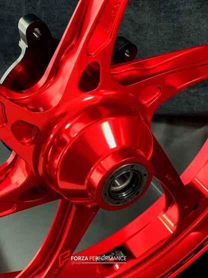 We manufacture premium quality forged motorcycle wheels rims for KAWASAKI NINJA 400 400R in any design, size, color.

Wheel sizes (motorcycle spec):

Front: 3 x 17

Rear: 4 x 17

Weight:

Front: 3.65 kg (8.05 lbs)

Rear: 4.7 kg (10.36 lbs)


Finishing: Gloss Red

Forza Performance Group engineers and manufactures each forged motorcycle wheel individually per order. This ensures precise fitment, uncompromised strength, and unique styling. Whether for racing, touring, or daily use — our wheels are built for b