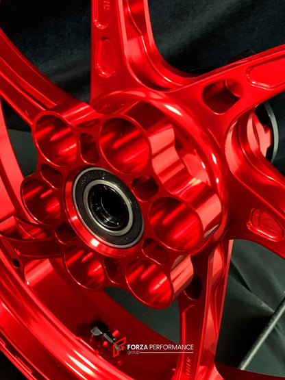 We manufacture premium quality forged motorcycle wheels rims for KAWASAKI NINJA 400 400R in any design, size, color.

Wheel sizes (motorcycle spec):

Front: 3 x 17

Rear: 4 x 17

Weight:

Front: 3.65 kg (8.05 lbs)

Rear: 4.7 kg (10.36 lbs)


Finishing: Gloss Red

Forza Performance Group engineers and manufactures each forged motorcycle wheel individually per order. This ensures precise fitment, uncompromised strength, and unique styling. Whether for racing, touring, or daily use — our wheels are built for b