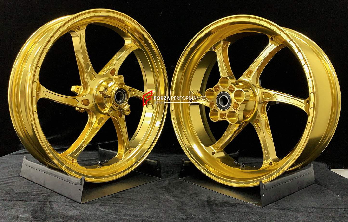 We manufacture premium quality forged motorcycle wheels rims for KAWASAKI ZX10R ZX10RR in any design, size, color.

Wheel sizes (motorcycle spec):

Front: 3.5 x 17

Rear: 6 x 17

Weight:

Front: 3.55 kg (7.82 lbs)

Rear: 5.05 kg (11.13 lbs)


Finishing: Gloss Gold

Forza Performance Group engineers and manufactures each forged motorcycle wheel individually per order. This ensures precise fitment, uncompromised strength, and unique styling. Whether for racing, touring, or daily use — our wheels are built for