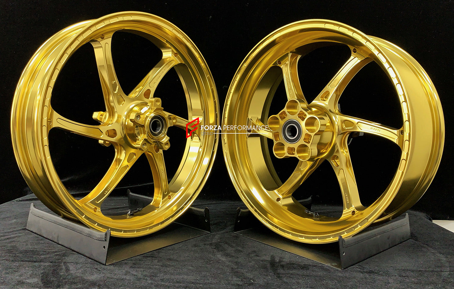We manufacture premium quality forged motorcycle wheels rims for KAWASAKI ZX10R ZX10RR in any design, size, color.

Wheel sizes (motorcycle spec):

Front: 3.5 x 17

Rear: 6 x 17

Weight:

Front: 3.55 kg (7.82 lbs)

Rear: 5.05 kg (11.13 lbs)


Finishing: Gloss Gold

Forza Performance Group engineers and manufactures each forged motorcycle wheel individually per order. This ensures precise fitment, uncompromised strength, and unique styling. Whether for racing, touring, or daily use — our wheels are built for