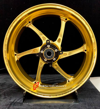 We manufacture premium quality forged motorcycle wheels rims for KAWASAKI ZX10R ZX10RR in any design, size, color.

Wheel sizes (motorcycle spec):

Front: 3.5 x 17

Rear: 6 x 17

Weight:

Front: 3.55 kg (7.82 lbs)

Rear: 5.05 kg (11.13 lbs)


Finishing: Gloss Gold

Forza Performance Group engineers and manufactures each forged motorcycle wheel individually per order. This ensures precise fitment, uncompromised strength, and unique styling. Whether for racing, touring, or daily use — our wheels are built for