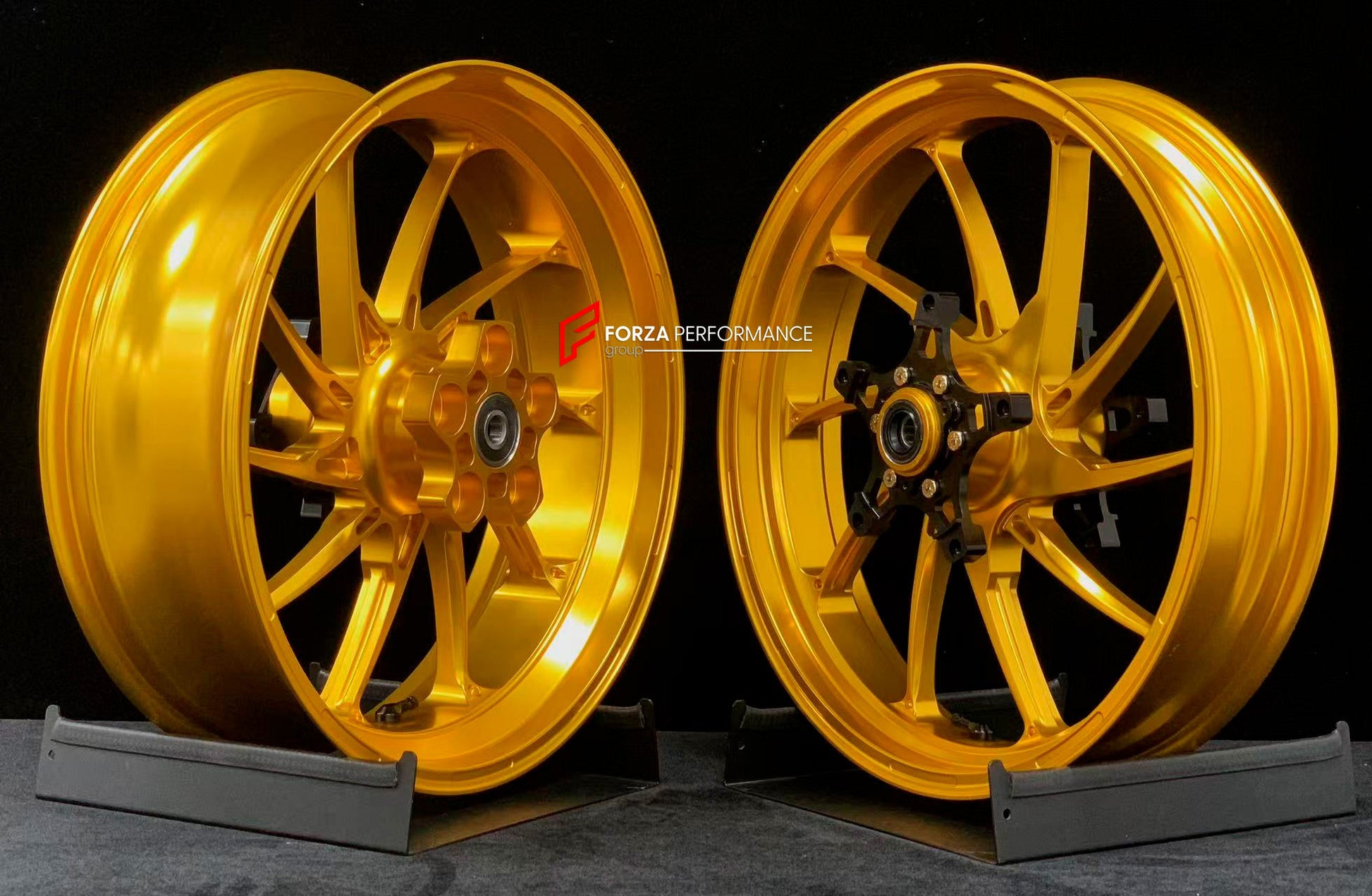 We manufacture premium quality forged motorcycle wheels rims for KAWASAKI ZX4R ZX4RSE in any design, size, color.

Wheel sizes (motorcycle spec):

Front: 3.5 x 17

Rear: 4.5 x 17

Weight:

Front: 5.05 kg (11.13 lbs)

Rear: 5.05 kg (11.13 lbs)


Finishing: Satin Gold

Forza Performance Group engineers and manufactures each forged motorcycle wheel individually per order. This ensures precise fitment, uncompromised strength, and unique styling. Whether for racing, touring, or daily use — our wheels are built f