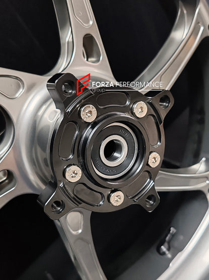 We manufacture premium quality forged motorcycle wheels rims for KAWASAKI ZX4R ZX4RSE in any design, size, color.

Wheel sizes (motorcycle spec):

Front: 3.5 x 17

Rear: 4.5 x 17

Finishing: Satin Silver

Forza Performance Group engineers and manufactures each forged motorcycle wheel individually per order. This ensures precise fitment, uncompromised strength, and unique styling. Whether for racing, touring, or daily use — our wheels are built for both performance and design.