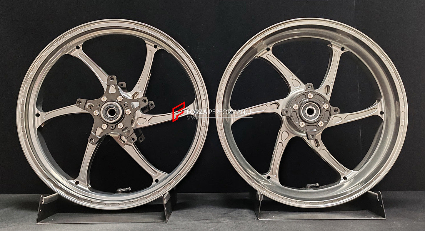 We manufacture premium quality forged motorcycle wheels rims for KAWASAKI ZX4R ZX4RSE in any design, size, color.

Wheel sizes (motorcycle spec):

Front: 3.5 x 17

Rear: 4.5 x 17

Finishing: Satin Silver

Forza Performance Group engineers and manufactures each forged motorcycle wheel individually per order. This ensures precise fitment, uncompromised strength, and unique styling. Whether for racing, touring, or daily use — our wheels are built for both performance and design.