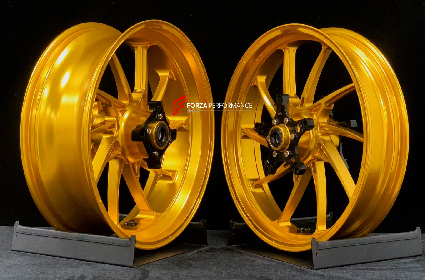 We manufacture premium quality forged motorcycle wheels rims for KAWASAKI ZX4R ZX4RSE in any design, size, color.

Wheel sizes (motorcycle spec):

Front: 3.5 x 17

Rear: 4.5 x 17

Weight:

Front: 5.05 kg (11.13 lbs)

Rear: 5.05 kg (11.13 lbs)


Finishing: Satin Gold

Forza Performance Group engineers and manufactures each forged motorcycle wheel individually per order. This ensures precise fitment, uncompromised strength, and unique styling. Whether for racing, touring, or daily use — our wheels are built f