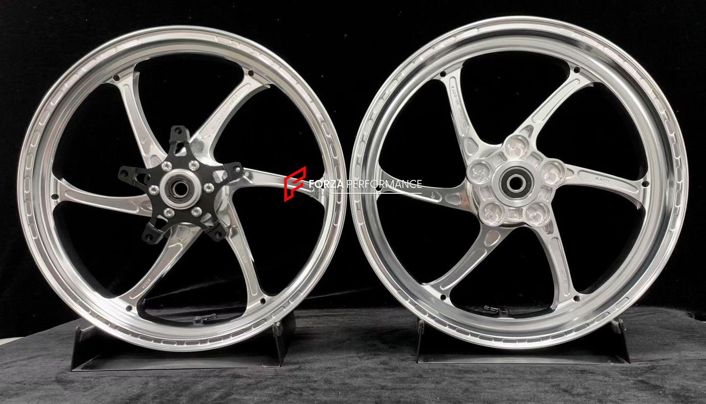 We manufacture premium quality forged motorcycle wheels rims for KAWASAKI ZX4R ZX4RSE in any design, size, color.

Wheel sizes (motorcycle spec):

Front: 3.5 x 17

Rear: 4.5 x 17

Weight:

Front: 4.35 kg (9.59 lbs)

Rear: 4.7 kg (10.36 lbs)


Finishing: Gloss Silver

Forza Performance Group engineers and manufactures each forged motorcycle wheel individually per order. This ensures precise fitment, uncompromised strength, and unique styling. Whether for racing, touring, or daily use — our wheels are built f