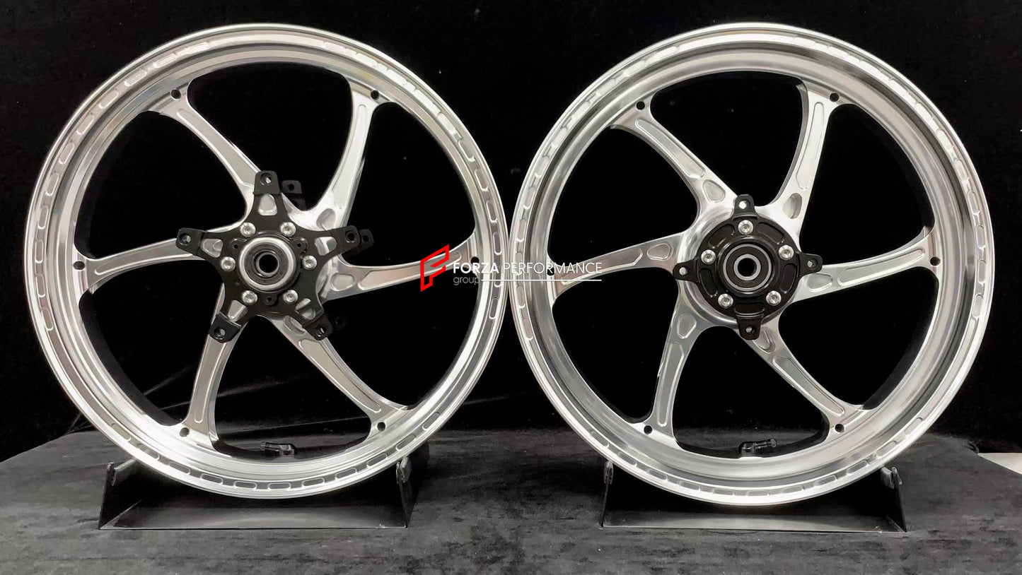 We manufacture premium quality forged motorcycle wheels rims for KAWASAKI ZX4R ZX4RSE in any design, size, color.

Wheel sizes (motorcycle spec):

Front: 3.5 x 17

Rear: 4.5 x 17

Weight:

Front: 4.35 kg (9.59 lbs)

Rear: 4.7 kg (10.36 lbs)


Finishing: Gloss Silver

Forza Performance Group engineers and manufactures each forged motorcycle wheel individually per order. This ensures precise fitment, uncompromised strength, and unique styling. Whether for racing, touring, or daily use — our wheels are built f