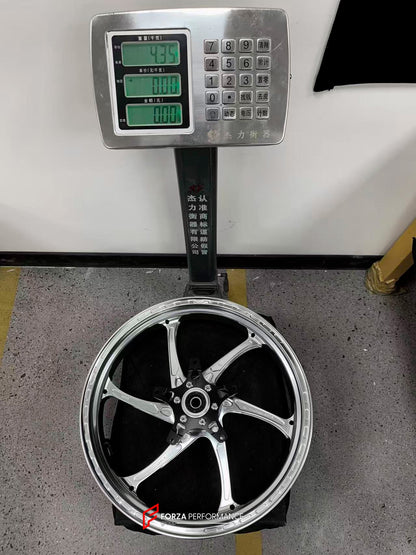 We manufacture premium quality forged motorcycle wheels rims for KAWASAKI ZX4R ZX4RSE in any design, size, color.

Wheel sizes (motorcycle spec):

Front: 3.5 x 17

Rear: 4.5 x 17

Weight:

Front: 4.35 kg (9.59 lbs)

Rear: 4.7 kg (10.36 lbs)


Finishing: Gloss Silver

Forza Performance Group engineers and manufactures each forged motorcycle wheel individually per order. This ensures precise fitment, uncompromised strength, and unique styling. Whether for racing, touring, or daily use — our wheels are built f