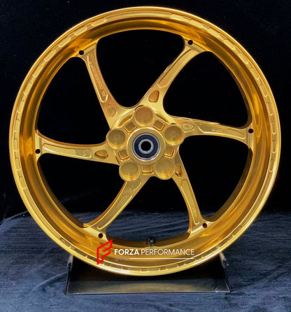 We manufacture premium quality forged motorcycle wheels rims for KAWASAKI ZX4R ZX4RSE in any design, size, color.

Wheel sizes (motorcycle spec):

Front: 3.5 x 17

Rear: 4.5 x 17

Weight:

Front: 4.35 kg (9.59 lbs)

Rear: 4.85 kg (10.69 lbs)


Finishing: Gloss Gold

Forza Performance Group engineers and manufactures each forged motorcycle wheel individually per order. This ensures precise fitment, uncompromised strength, and unique styling. Whether for racing, touring, or daily use — our wheels are built fo