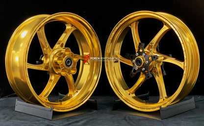 We manufacture premium quality forged motorcycle wheels rims for KAWASAKI ZX4R ZX4RSE in any design, size, color.

Wheel sizes (motorcycle spec):

Front: 3.5 x 17

Rear: 4.5 x 17

Weight:

Front: 4.35 kg (9.59 lbs)

Rear: 4.85 kg (10.69 lbs)


Finishing: Gloss Gold

Forza Performance Group engineers and manufactures each forged motorcycle wheel individually per order. This ensures precise fitment, uncompromised strength, and unique styling. Whether for racing, touring, or daily use — our wheels are built fo
