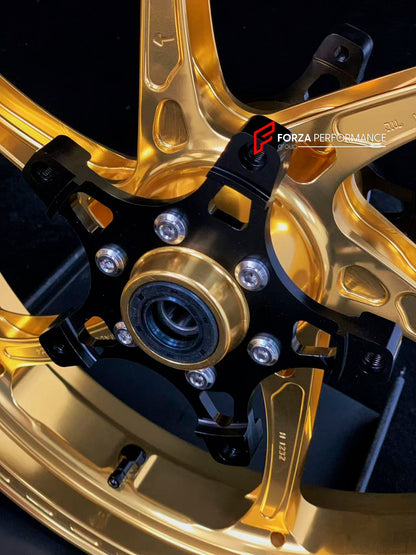 We manufacture premium quality forged motorcycle wheels rims for KAWASAKI ZX4R ZX4RSE in any design, size, color.

Wheel sizes (motorcycle spec):

Front: 3.5 x 17

Rear: 4.5 x 17

Weight:

Front: 4.35 kg (9.59 lbs)

Rear: 4.85 kg (10.69 lbs)


Finishing: Gloss Gold

Forza Performance Group engineers and manufactures each forged motorcycle wheel individually per order. This ensures precise fitment, uncompromised strength, and unique styling. Whether for racing, touring, or daily use — our wheels are built fo