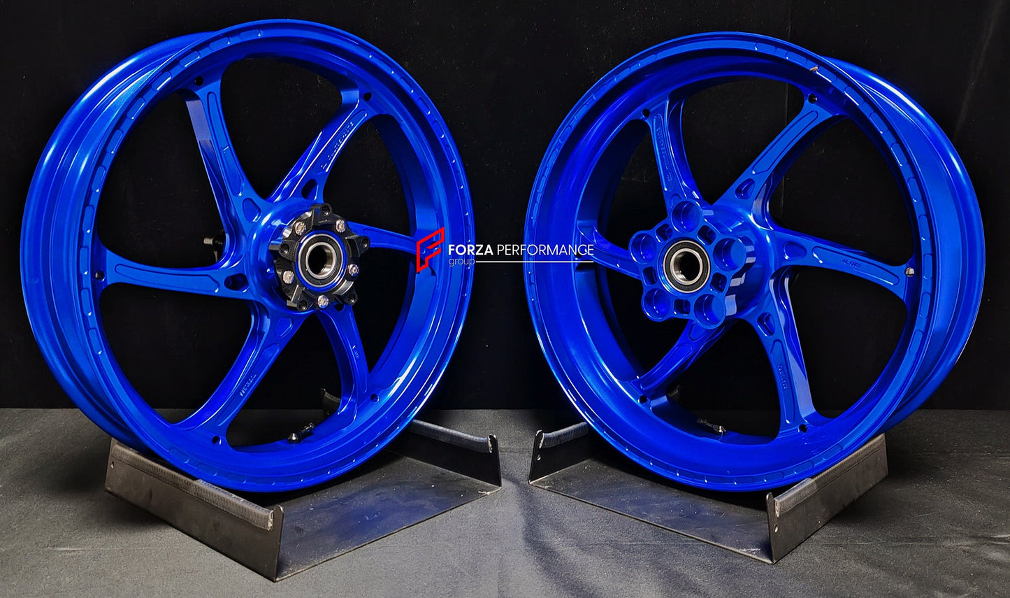We manufacture premium quality forged motorcycle wheels rims for KAWASAKI ZX6R in any design, size, color.

Wheel sizes (motorcycle spec):

Front: 3.5 x 17

Rear: 5.5 x 17

Weight:

Front: 3.85 kg (8.48 lbs)

Rear: 4.95 kg (10.91 lbs)


Finishing: Gloss Blue

Forza Performance Group engineers and manufactures each forged motorcycle wheel individually per order. This ensures precise fitment, uncompromised strength, and unique styling. Whether for racing, touring, or daily use — our wheels are built for both 