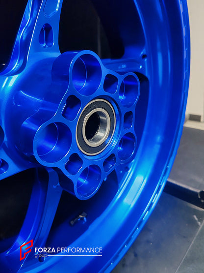 We manufacture premium quality forged motorcycle wheels rims for KAWASAKI ZX6R in any design, size, color.

Wheel sizes (motorcycle spec):

Front: 3.5 x 17

Rear: 5.5 x 17

Weight:

Front: 3.85 kg (8.48 lbs)

Rear: 4.95 kg (10.91 lbs)


Finishing: Gloss Blue

Forza Performance Group engineers and manufactures each forged motorcycle wheel individually per order. This ensures precise fitment, uncompromised strength, and unique styling. Whether for racing, touring, or daily use — our wheels are built for both 