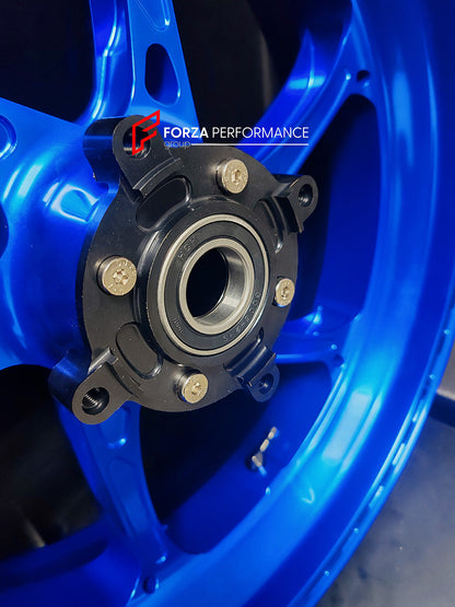 We manufacture premium quality forged motorcycle wheels rims for KAWASAKI ZX6R in any design, size, color.

Wheel sizes (motorcycle spec):

Front: 3.5 x 17

Rear: 5.5 x 17

Weight:

Front: 3.85 kg (8.48 lbs)

Rear: 4.95 kg (10.91 lbs)


Finishing: Gloss Blue

Forza Performance Group engineers and manufactures each forged motorcycle wheel individually per order. This ensures precise fitment, uncompromised strength, and unique styling. Whether for racing, touring, or daily use — our wheels are built for both 