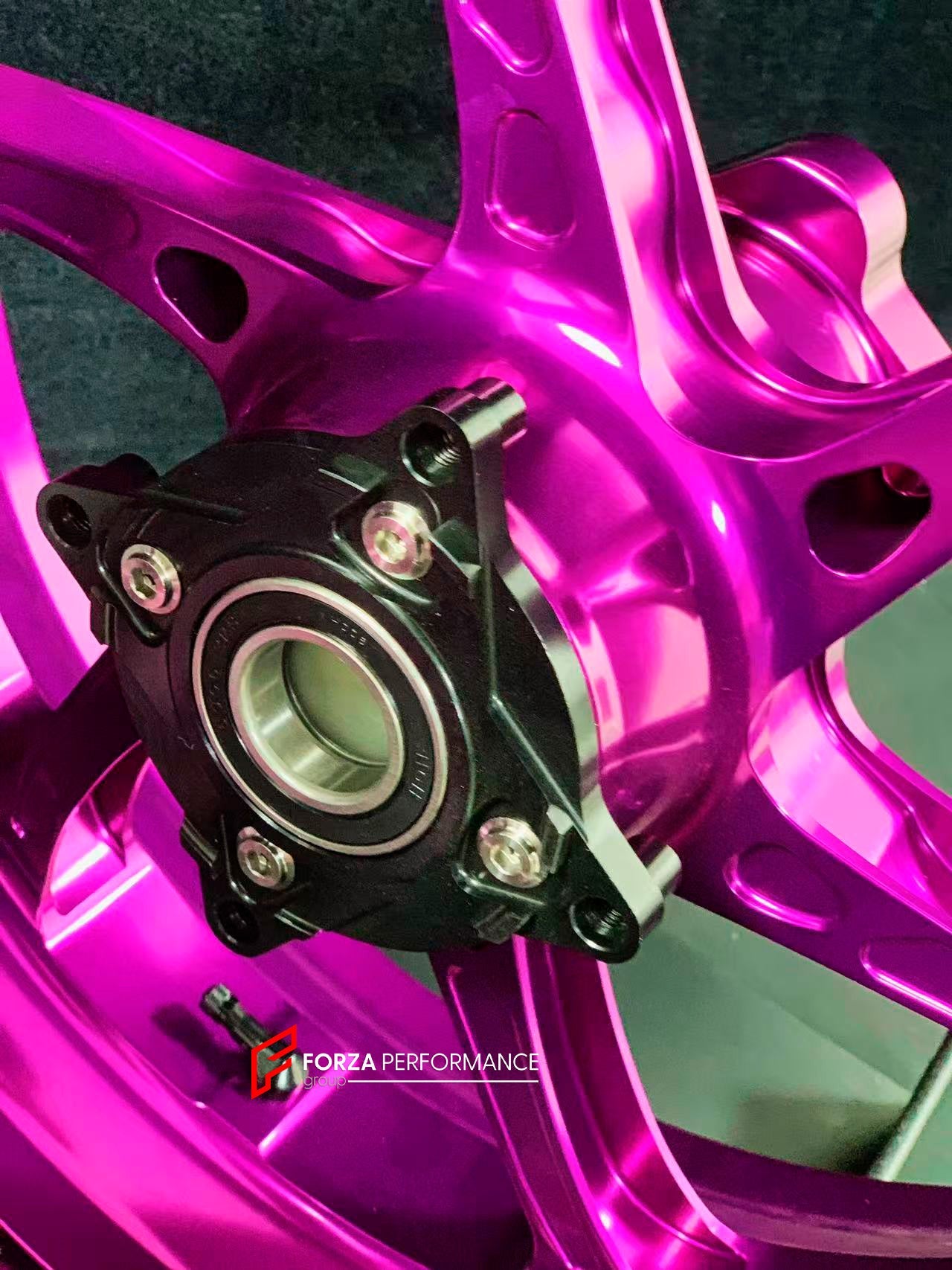 We manufacture premium quality forged motorcycle wheels rims for KAWASAKI ZX6R in any design, size, color.

Wheel sizes (motorcycle spec):

Front: 3.5 x 17

Rear: 5.5 x 17

Weight:

Front: 3.8 kg (8.38 lbs)

Rear: 5.05 kg (11.13 lbs)


Finishing Gloss Pink

Forza Performance Group engineers and manufactures each forged motorcycle wheel individually per order. This ensures precise fitment, uncompromised strength, and unique styling. Whether for racing, touring, or daily use — our wheels are built for both pe