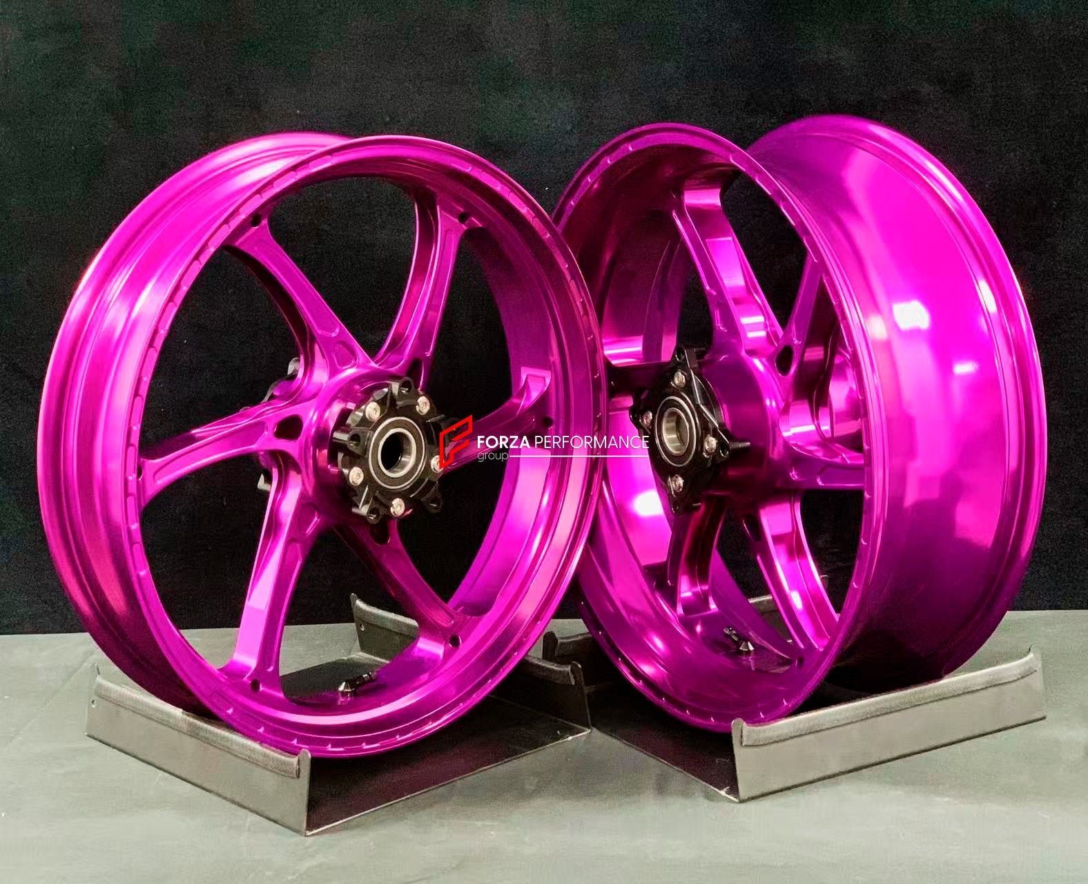 We manufacture premium quality forged motorcycle wheels rims for KAWASAKI ZX6R in any design, size, color.

Wheel sizes (motorcycle spec):

Front: 3.5 x 17

Rear: 5.5 x 17

Weight:

Front: 3.8 kg (8.38 lbs)

Rear: 5.05 kg (11.13 lbs)


Finishing Gloss Pink

Forza Performance Group engineers and manufactures each forged motorcycle wheel individually per order. This ensures precise fitment, uncompromised strength, and unique styling. Whether for racing, touring, or daily use — our wheels are built for both pe