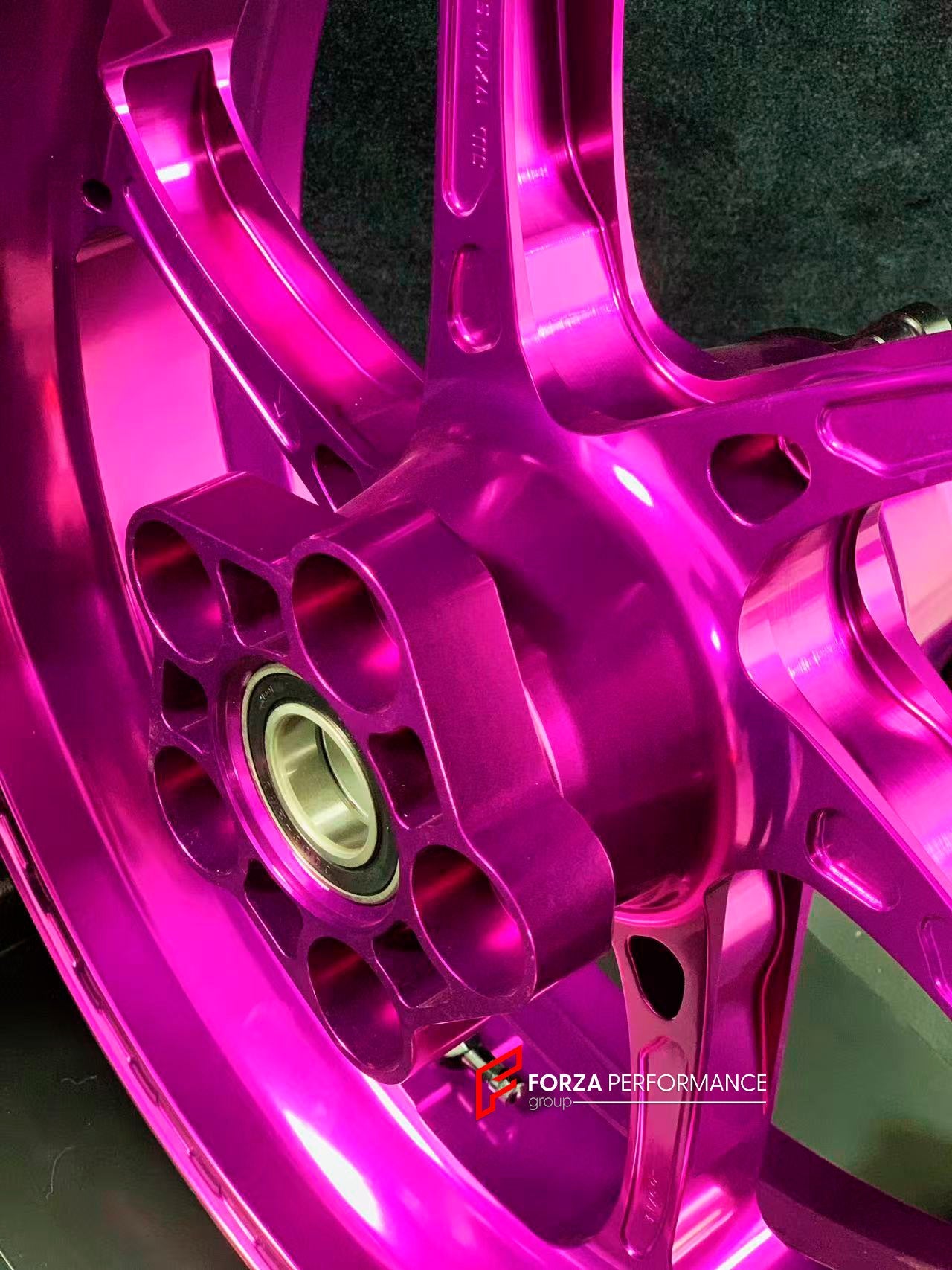 We manufacture premium quality forged motorcycle wheels rims for KAWASAKI ZX6R in any design, size, color.

Wheel sizes (motorcycle spec):

Front: 3.5 x 17

Rear: 5.5 x 17

Weight:

Front: 3.8 kg (8.38 lbs)

Rear: 5.05 kg (11.13 lbs)


Finishing Gloss Pink

Forza Performance Group engineers and manufactures each forged motorcycle wheel individually per order. This ensures precise fitment, uncompromised strength, and unique styling. Whether for racing, touring, or daily use — our wheels are built for both pe