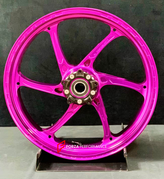 We manufacture premium quality forged motorcycle wheels rims for KAWASAKI ZX6R in any design, size, color.

Wheel sizes (motorcycle spec):

Front: 3.5 x 17

Rear: 5.5 x 17

Weight:

Front: 3.8 kg (8.38 lbs)

Rear: 5.05 kg (11.13 lbs)


Finishing Gloss Pink

Forza Performance Group engineers and manufactures each forged motorcycle wheel individually per order. This ensures precise fitment, uncompromised strength, and unique styling. Whether for racing, touring, or daily use — our wheels are built for both pe