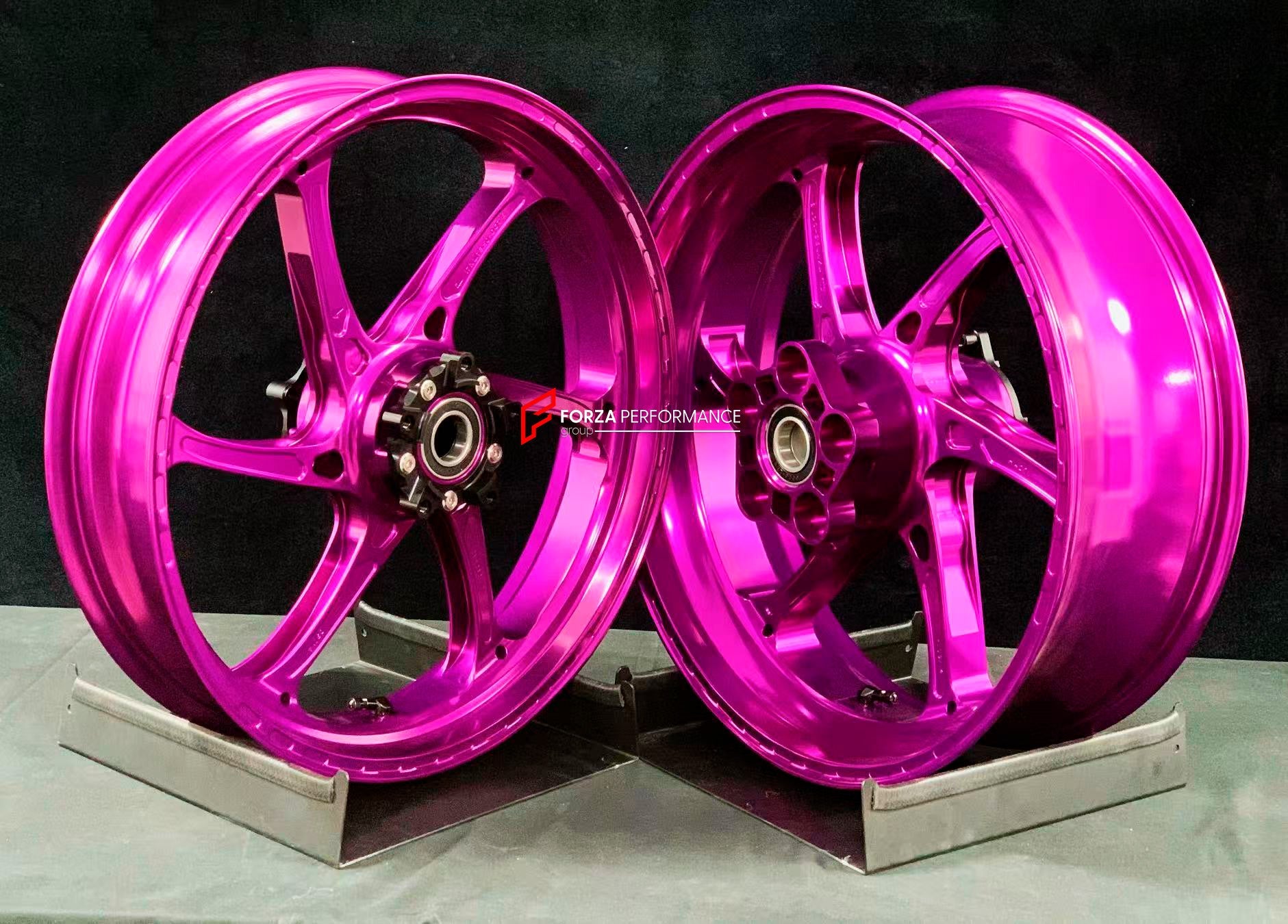 We manufacture premium quality forged motorcycle wheels rims for KAWASAKI ZX6R in any design, size, color.

Wheel sizes (motorcycle spec):

Front: 3.5 x 17

Rear: 5.5 x 17

Weight:

Front: 3.8 kg (8.38 lbs)

Rear: 5.05 kg (11.13 lbs)


Finishing Gloss Pink

Forza Performance Group engineers and manufactures each forged motorcycle wheel individually per order. This ensures precise fitment, uncompromised strength, and unique styling. Whether for racing, touring, or daily use — our wheels are built for both pe