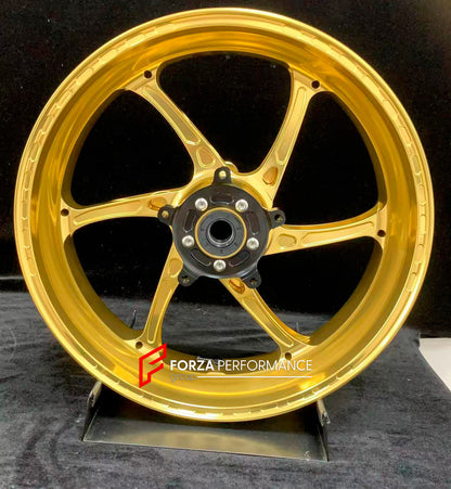 We manufacture premium quality forged motorcycle wheels rims for KTM 790 890 in any design, size, color.

Wheel sizes (motorcycle spec):

Front: 3.5 x 17

Rear: 5.5 x 17

Weight:

Front: 3.25 kg (7.16 lbs)

Rear: 4.65 kg (10.25 lbs)


Finishing: Gloss Gold

Forza Performance Group engineers and manufactures each forged motorcycle wheel individually per order. This ensures precise fitment, uncompromised strength, and unique styling. Whether for racing, touring, or daily use — our wheels are built for both pe