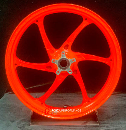 We manufacture premium quality forged motorcycle wheels rims for KTM 790 890 in any design, size, color.

Wheel sizes (motorcycle spec):

Front: 3.5 x 17

Rear: 5.5 x 17

Weight:

Front: 3.35 kg (7.38 lbs)

Rear: 4.75 kg (10.47 lbs)


Finishing: KTM Orange

Forza Performance Group engineers and manufactures each forged motorcycle wheel individually per order. This ensures precise fitment, uncompromised strength, and unique styling. Whether for racing, touring, or daily use — our wheels are built for both pe