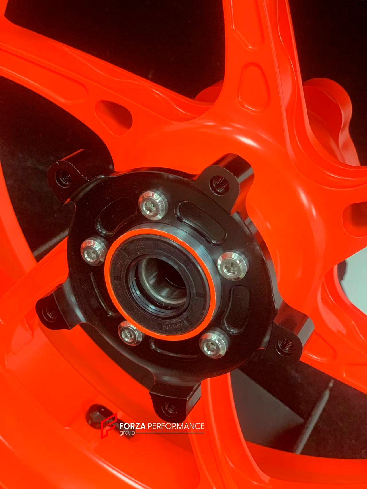 We manufacture premium quality forged motorcycle wheels rims for KTM 790 890 in any design, size, color.

Wheel sizes (motorcycle spec):

Front: 3.5 x 17

Rear: 5.5 x 17

Weight:

Front: 3.35 kg (7.38 lbs)

Rear: 4.75 kg (10.47 lbs)


Finishing: KTM Orange

Forza Performance Group engineers and manufactures each forged motorcycle wheel individually per order. This ensures precise fitment, uncompromised strength, and unique styling. Whether for racing, touring, or daily use — our wheels are built for both pe