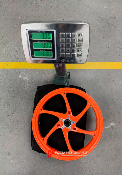 We manufacture premium quality forged motorcycle wheels rims for KTM 790 890 in any design, size, color.

Wheel sizes (motorcycle spec):

Front: 3.5 x 17

Rear: 5.5 x 17

Weight:

Front: 3.35 kg (7.38 lbs)

Rear: 4.75 kg (10.47 lbs)


Finishing: KTM Orange

Forza Performance Group engineers and manufactures each forged motorcycle wheel individually per order. This ensures precise fitment, uncompromised strength, and unique styling. Whether for racing, touring, or daily use — our wheels are built for both pe
