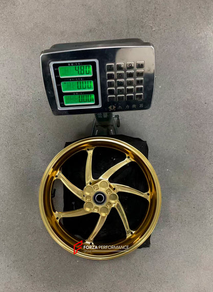 We manufacture premium quality forged motorcycle wheels rims for KAWASAKI NINJA Z900 SE Z900RS in any design, size, color.

Wheel sizes (motorcycle spec):

Front: 3.5 x 17

Rear: 5.5 x 17

Weight:

Front: 4.35 kg (9.48 lbs)

Rear: 4.8 kg (10.58 lbs)


Finishing: Satin Gold

Forza Performance Group engineers and manufactures each forged motorcycle wheel individually per order. This ensures precise fitment, uncompromised strength, and unique styling. Whether for racing, touring, or daily use — our wheels are 