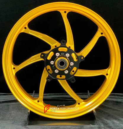 We manufacture premium quality forged motorcycle wheels rims for KAWASAKI NINJA Z900 SE Z900RS in any design, size, color.

Wheel sizes (motorcycle spec):

Front: 3.5 x 17

Rear: 5.5 x 17

Weight:

Front: 4.3 kg (9.48 lbs)

Rear: 4.8 kg (10.58 lbs)


Finishing: Gloss Gold

Forza Performance Group engineers and manufactures each forged motorcycle wheel individually per order. This ensures precise fitment, uncompromised strength, and unique styling. Whether for racing, touring, or daily use — our wheels are b